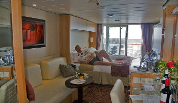 Relaxing in stateroom