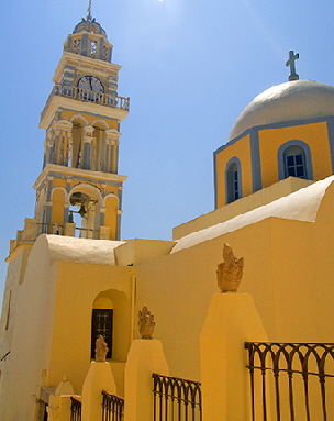 One of many beautiful Santorini churches