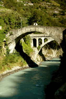 Ancient stone bridges from train